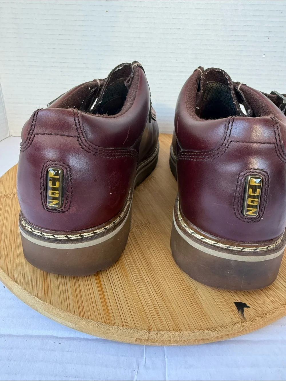 Vintage Lugz Burgundy Leather Monk Strap Moc Toe Casual Shoes Men’s 7 Y2K